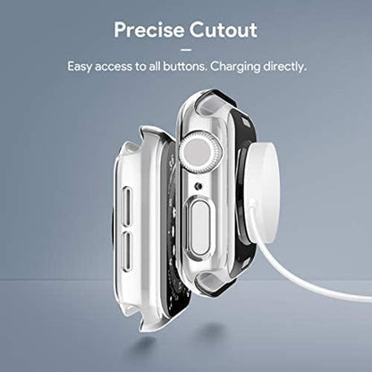 2 Pack  for Apple Watch Case 40Mm Series SE, 6, 5, 4 with Built-In Tempered Glass Screen Protector, Ultra-Thin All around Protective Glass Screen Cover for Iwatch 40Mm, Clear